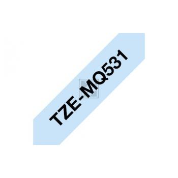 TZEMQ531 BROTHER PT Schriftband 12mm schwarz blau 4 Meter laminiert