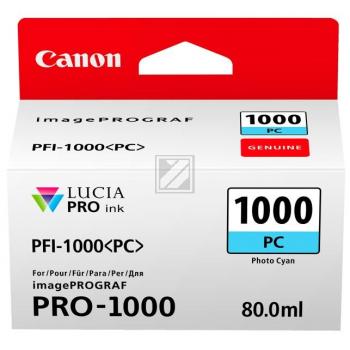 0550C001 CANON PFI1000PC IPF Fototinte photo cyan 5140Seiten 80ml