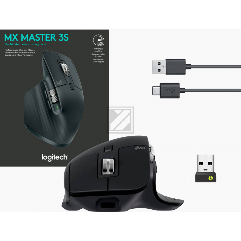 910-006559 LOGITECH MX Master 3S Funkmaus 7Tasten 8000dpi grau 2.4GHz