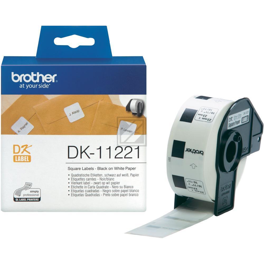 DK11221 BROTHER QL550 Etikettenrolle 23x23mm weiss schwarz 1000 Stück