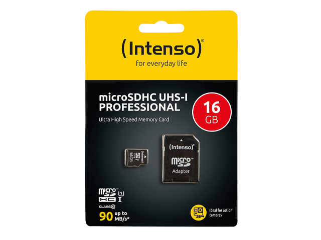 INTENSO MICRO SDHC KARTE UHS-I 16GB 3433470 90MB/s mit Adapter