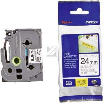 TZES251 BROTHER PT Schriftband 24mm weiss schwarz 8 Meter laminiert