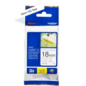 TZES241 BROTHER PT Schriftband 18mm weiss schwarz 8 Meter laminiert