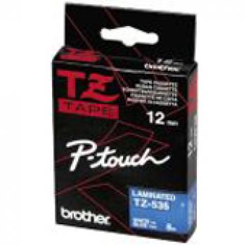 TZE535 BROTHER PT Schriftband 12mm blau weiss 8 Meter laminiert