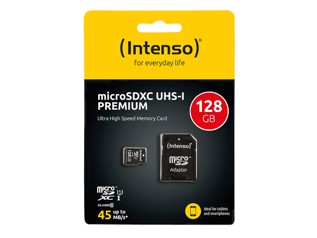 INTENSO MICRO SDXC KARTE UHS-I 128GB 3423491 10MB/s mit Adapter