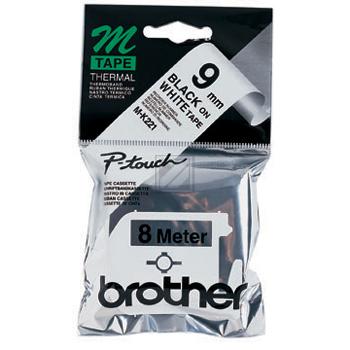 MK221BZ BROTHER PT Schriftband 9mm weiss schwarz 8 Meter nicht laminiert