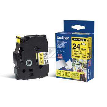TZEFX651 BROTHER PT Schriftband 24mm gelb schwarz 8 Meter laminiert