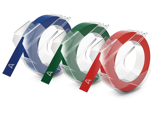S0847750 DYMO 9mm PRAEGEBAND (3) COLOR rot-blau-schwarz 3m