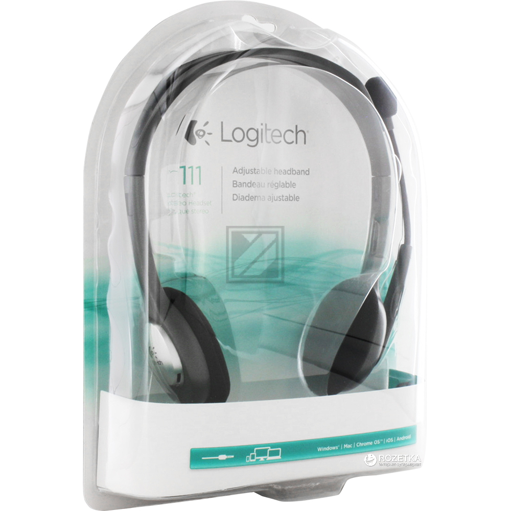 981-000593 LOGITECH H111 Headset Kabel Stereo on-ear 3,5mm Klinke schwarz