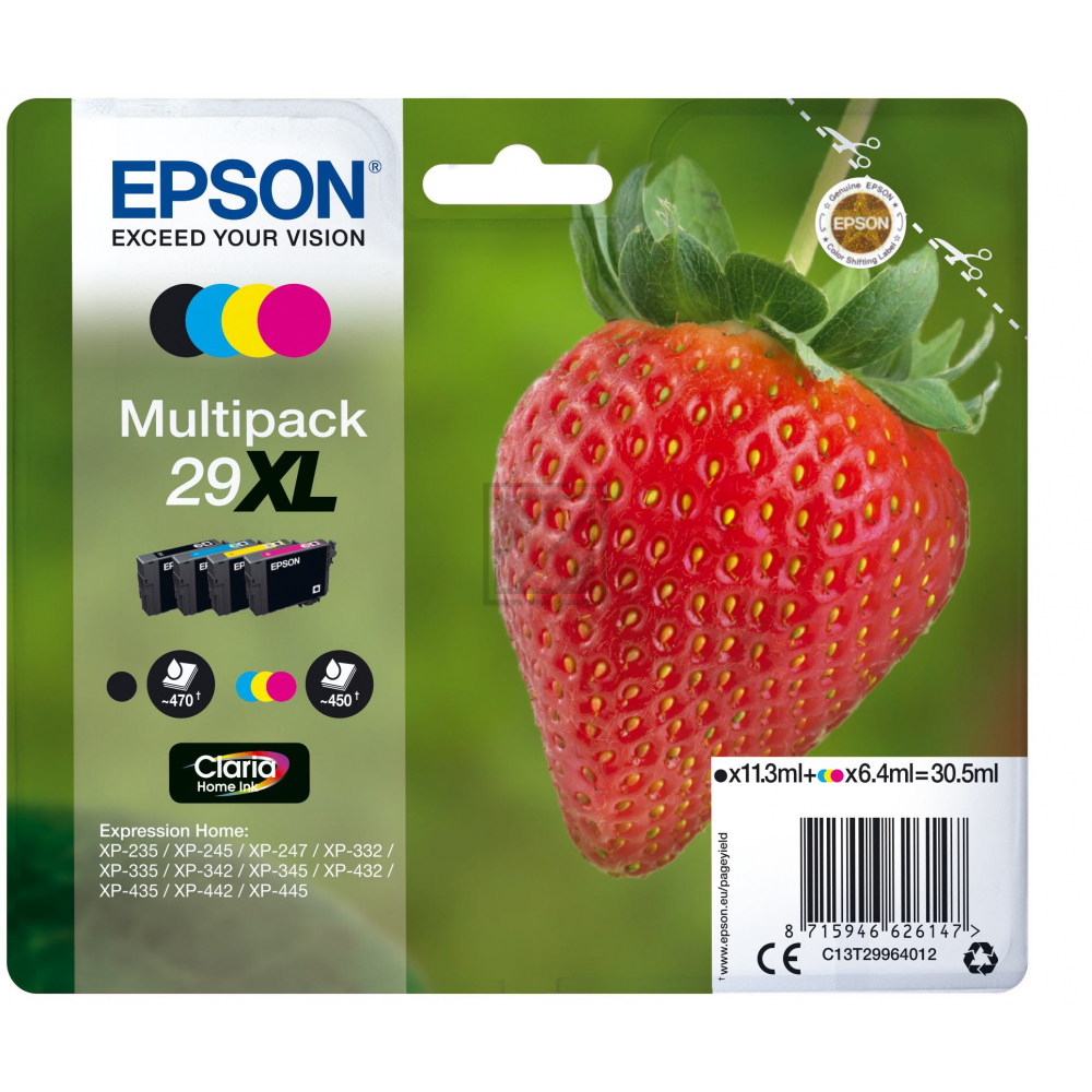 C13T29964012 EPSON XP Tinte (4) cmyk HC 1x470/3x450Seiten 1x11,3/3x6,4 ml