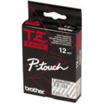 TZE131 BROTHER PT Schriftband 12mm klar schwarz 8 Meter laminiert