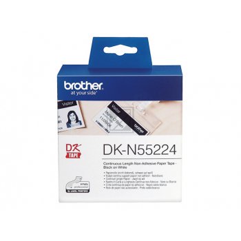DKN55224 BROTHER QL550 Etikettenrolle 54mm weiss schwarz 30,48 Meter Papier
