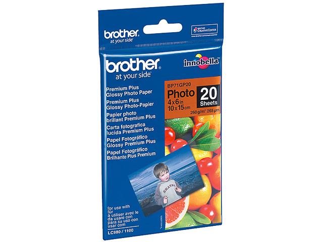 BP71GP20 BROTHER FOTOPAPIER 10x15cm 20Blatt 260gr premium glaenzend