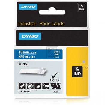 1805417 DYMO IND Schriftband 19mm weiss blau 5,5 Meter Vinyl