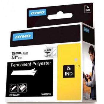 622290 DYMO IND Schriftband 19mm schwarz klar 5,5 Meter PES