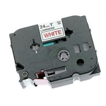 TZE252 BROTHER PT Schriftband 24mm weiss rot 8 Meter laminiert