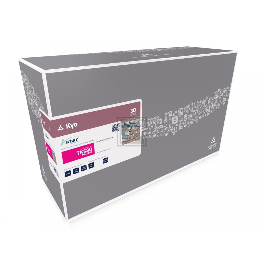 AS12580 ASTAR KYOCERA TK580 FSC Toner magenta rebuilt 2800Seiten Chip