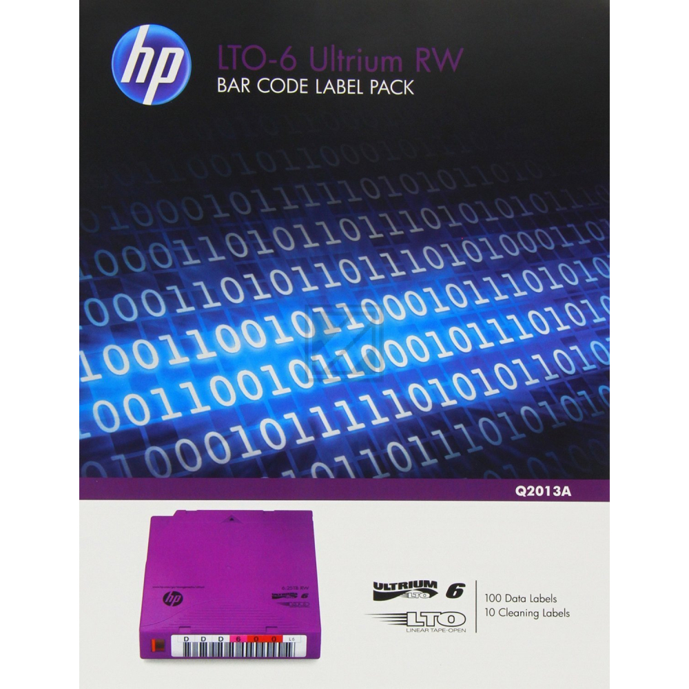 HP LTO6 BARCODELABEL (100+10) Q2013A LTO+Cleaning