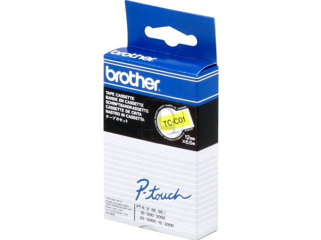 TCC01 BROTHER PTOUCH 12mm GELB-SCHWARZ Schriftband 6,7m laminiert