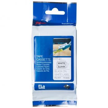FLE2511 BROTHER PT Faehnchen Etiketten 21x45mm weiss schwarz 72 Stück einzeln