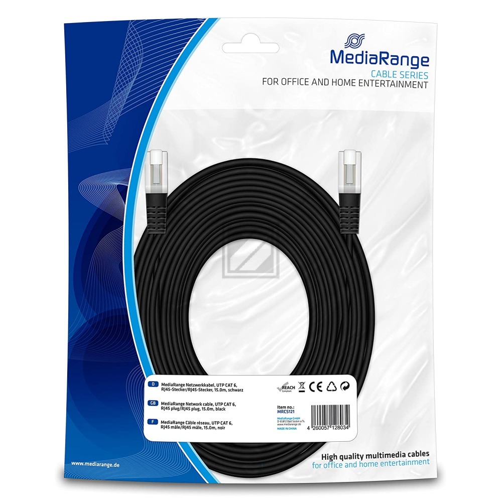 MRCS121 MEDIARANGE Netzwerkkabel 15m schwarz