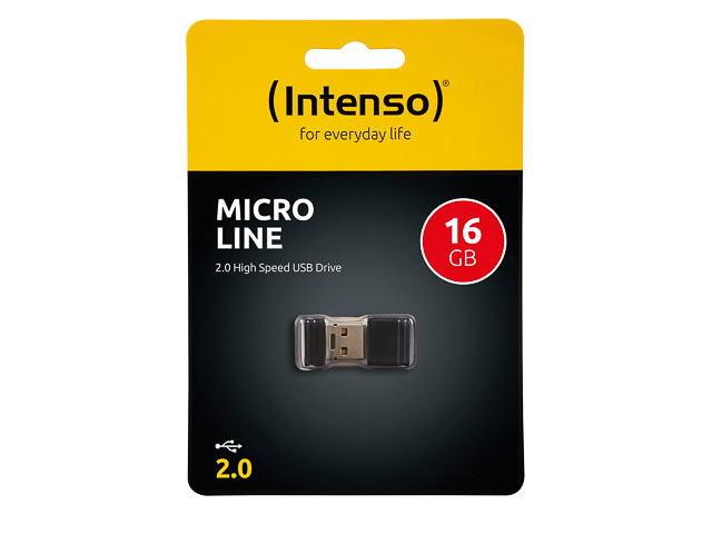 INTENSO MICRO LINE USB STICK 16GB 3500470 16,5MB/s USB 2.0 schwarz