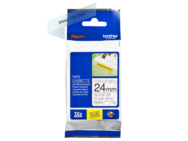 TZES151 BROTHER PTOUCH 24mm KLAR-SCHW Schriftband 8m laminiert
