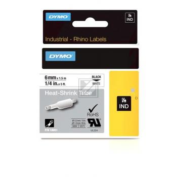 18051 DYMO IND Schrumpfschlauch 6mm schwarz weiss 1,5 Meter