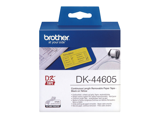 DK44605 BROTHER PT QL550 ETIKETTEN GELB 30,48mx62mm abloesbar