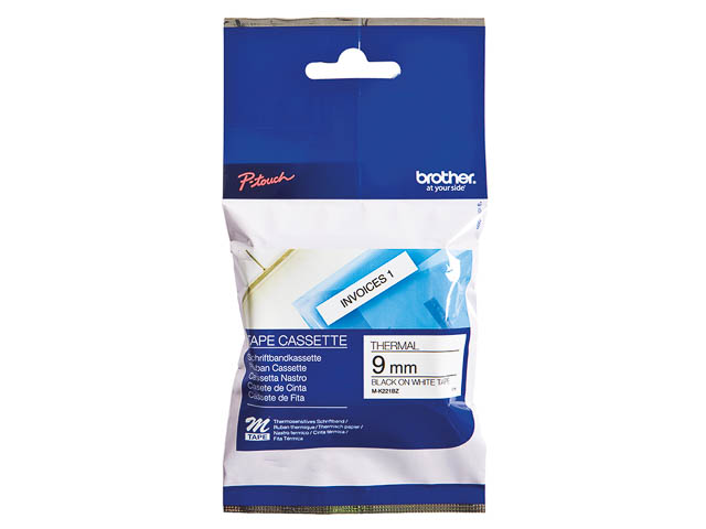 MK221BZ BROTHER PTOUCH 9mm WEISS-SCHW Schriftband 8m nicht laminiert