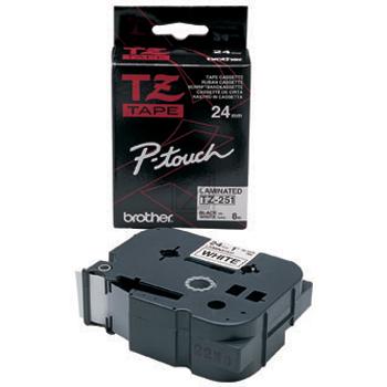TZE251 BROTHER PT Schriftband 24mm weiss schwarz 8 Meter laminiert