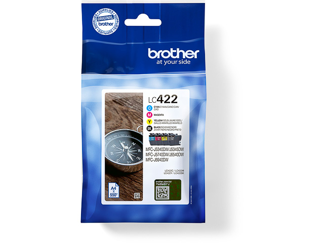 LC422VAL BROTHER TINTE (4) CMYK ST 4x550Seiten Standard Kapazitaet