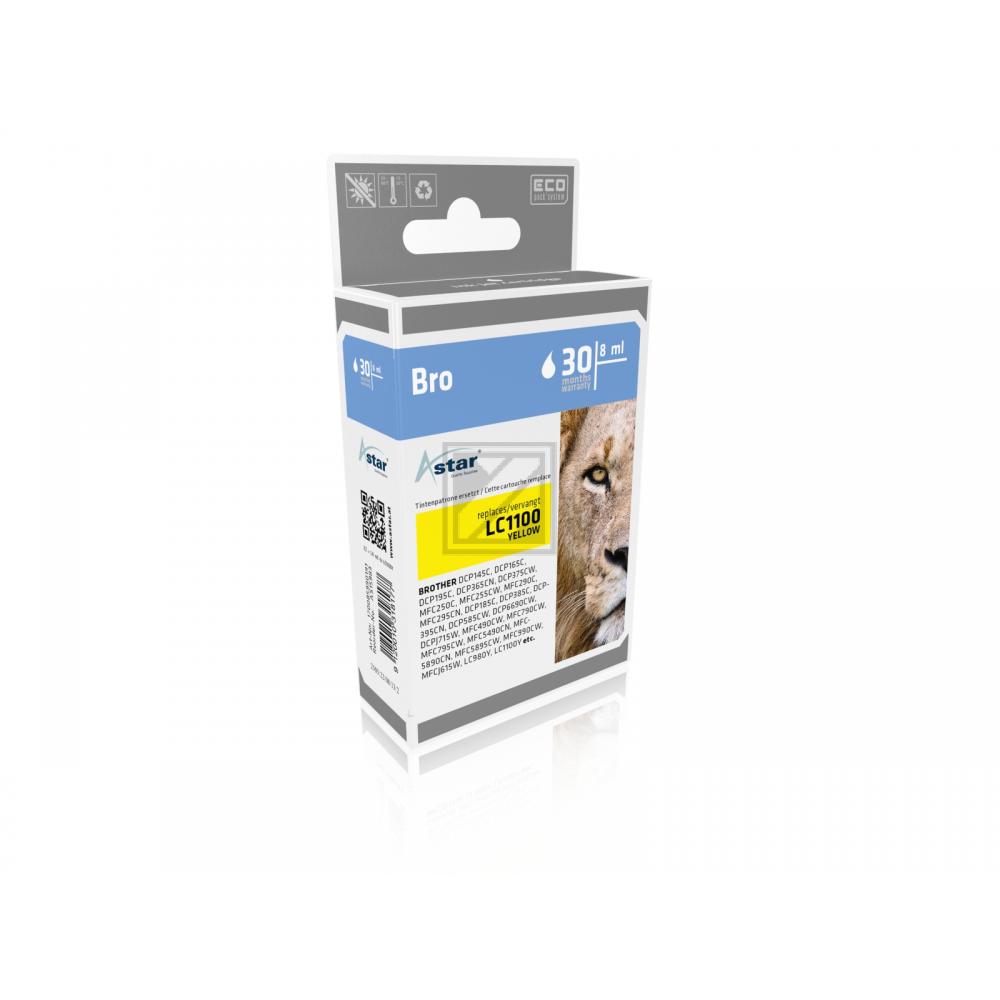 AS15983 ASTAR BROTHER LC1100Y DCP/MFC Tinte yellow rebuilt 325Seiten multiuse
